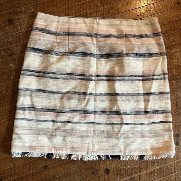 Loft woven fringe hem striped business casual 10 skirt - Picture 3 of 3